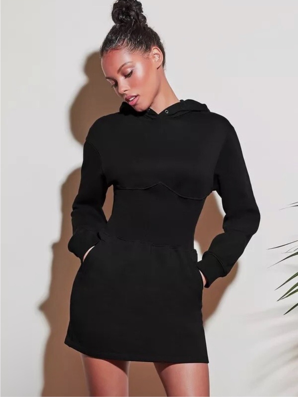 Fleur du Mal Black Hoodie Corset Mini Dress/Black/S/Excellent Condition - Picture 2 of 8